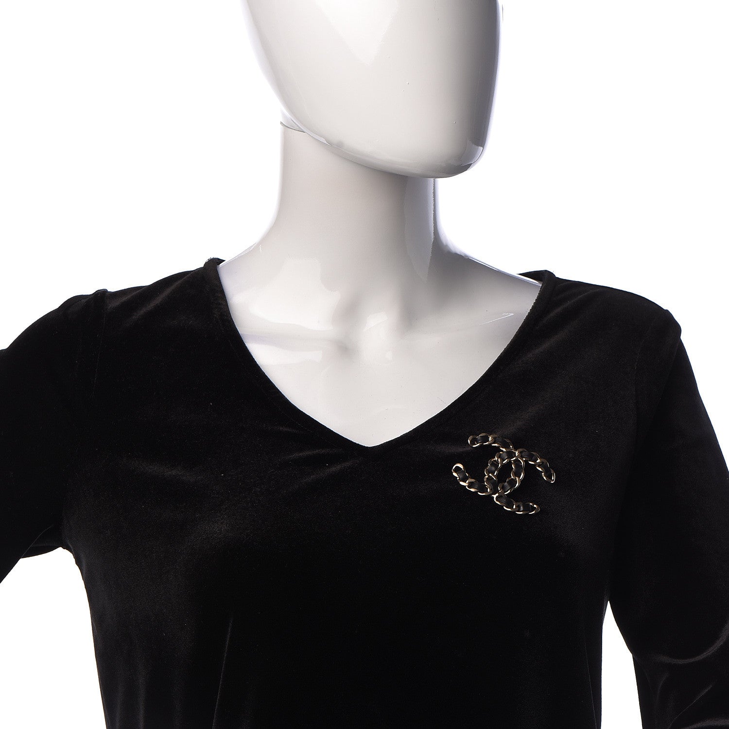 Chanel Lambskin Chain CC Brooch Black Gold 2 of 5