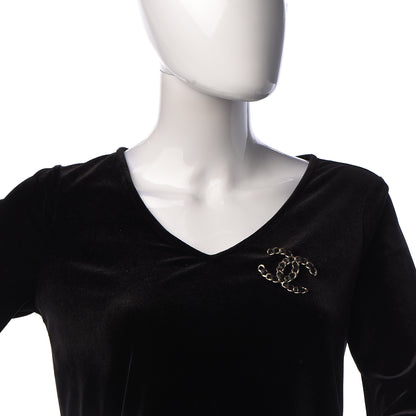 Chanel Lambskin Chain CC Brooch Black Gold 2 of 5