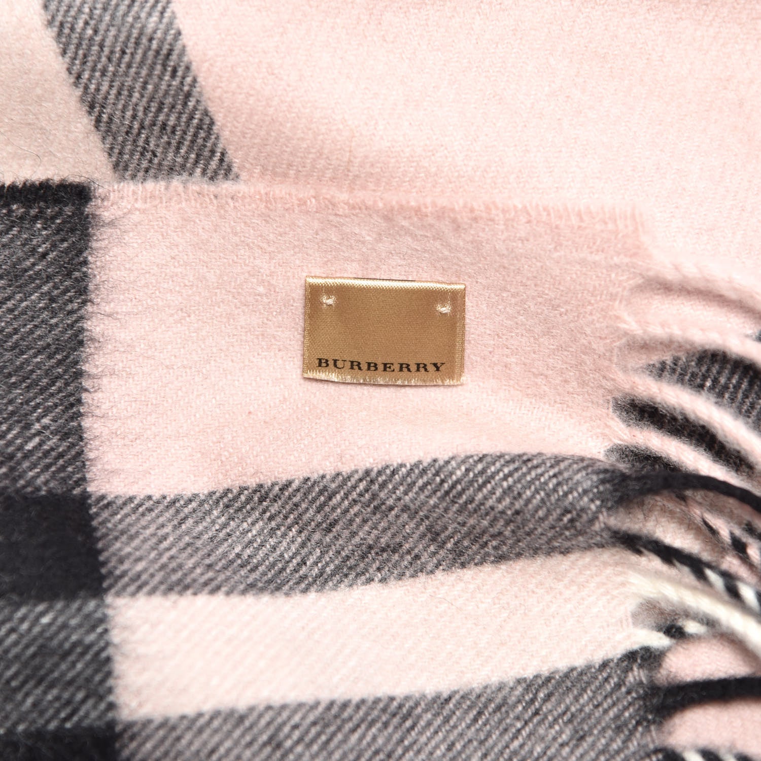 Burberry Cashmere Giant Check Icon Stripe Fringe Scarf Ash Rose 4 of 6