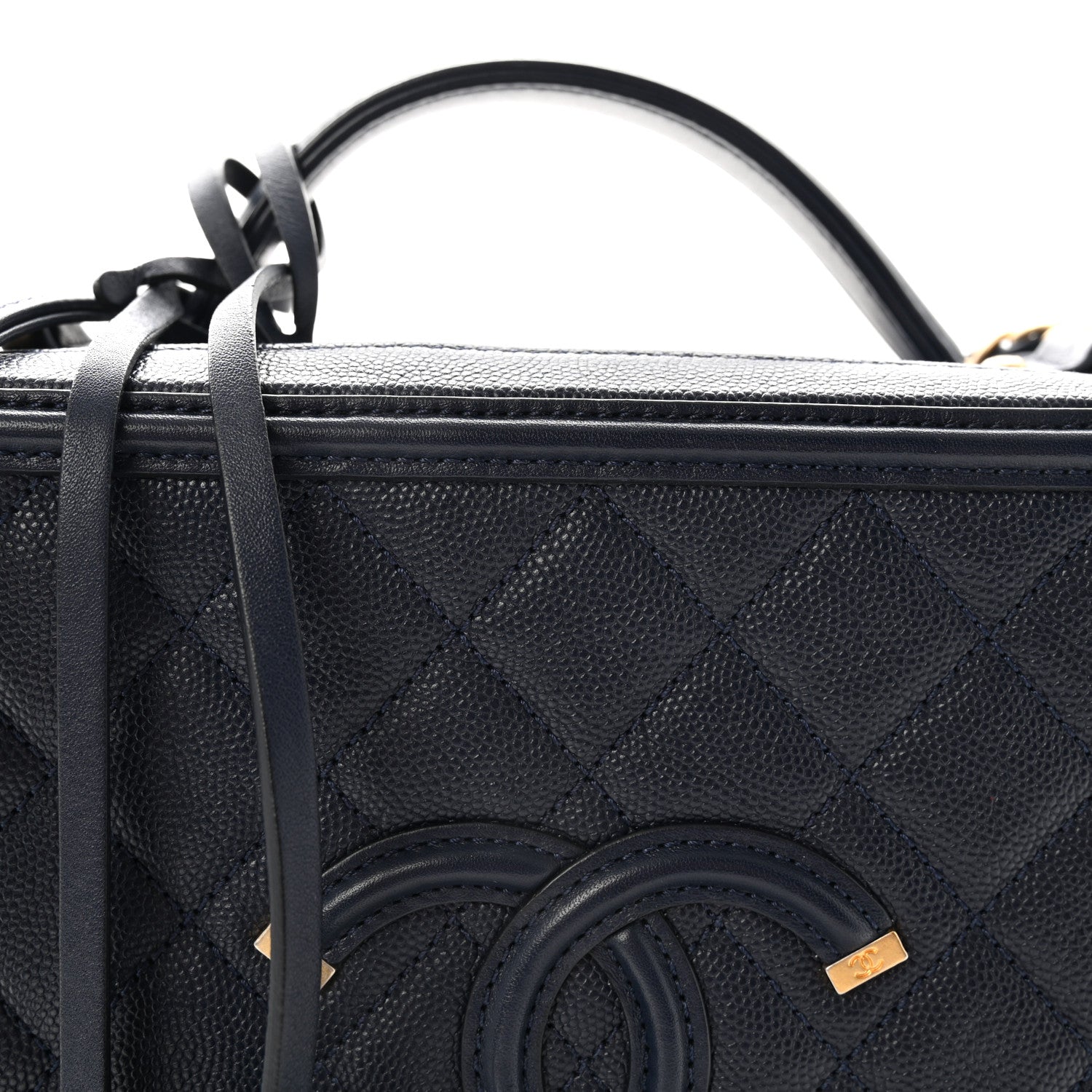 Chanel Caviar Quilted Large CC Filigree Vanity Case Navy 8 of 10
