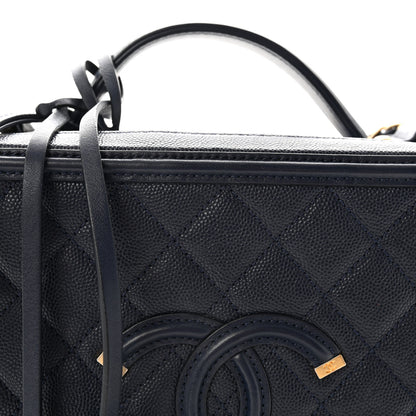Chanel Caviar Quilted Large CC Filigree Vanity Case Navy 8 of 10