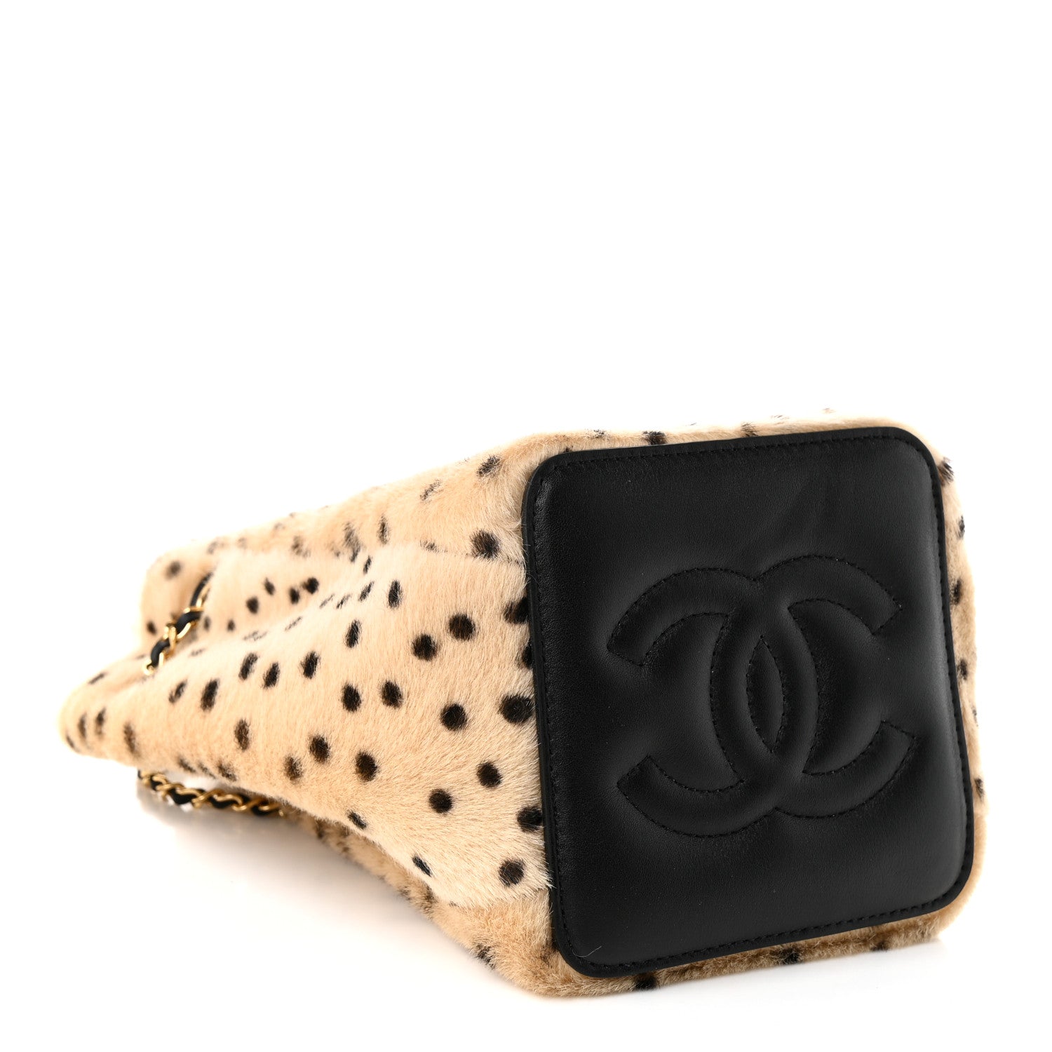 Chanel Pony Hair Cheetah Printed CC Chain Bucket Bag Light Beige Black 3 of 10
