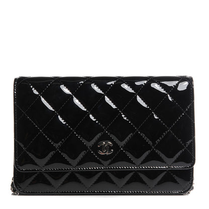 Chanel Patent Quilted Wallet On Chain WOC Black 9 of 9