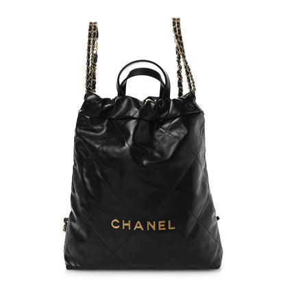 Chanel Shiny Calfskin Quilted Chanel 22 Backpack Black 1 of 11