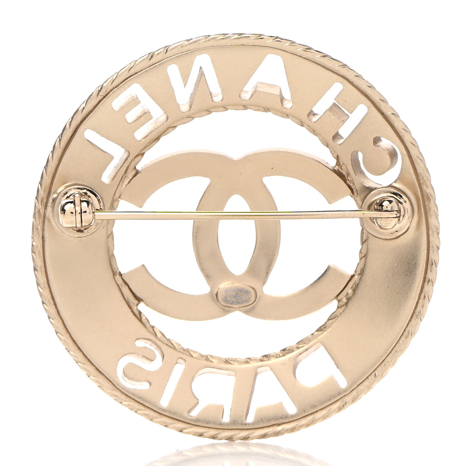 Chanel Metal CC Paris Brooch Gold 3 of 5