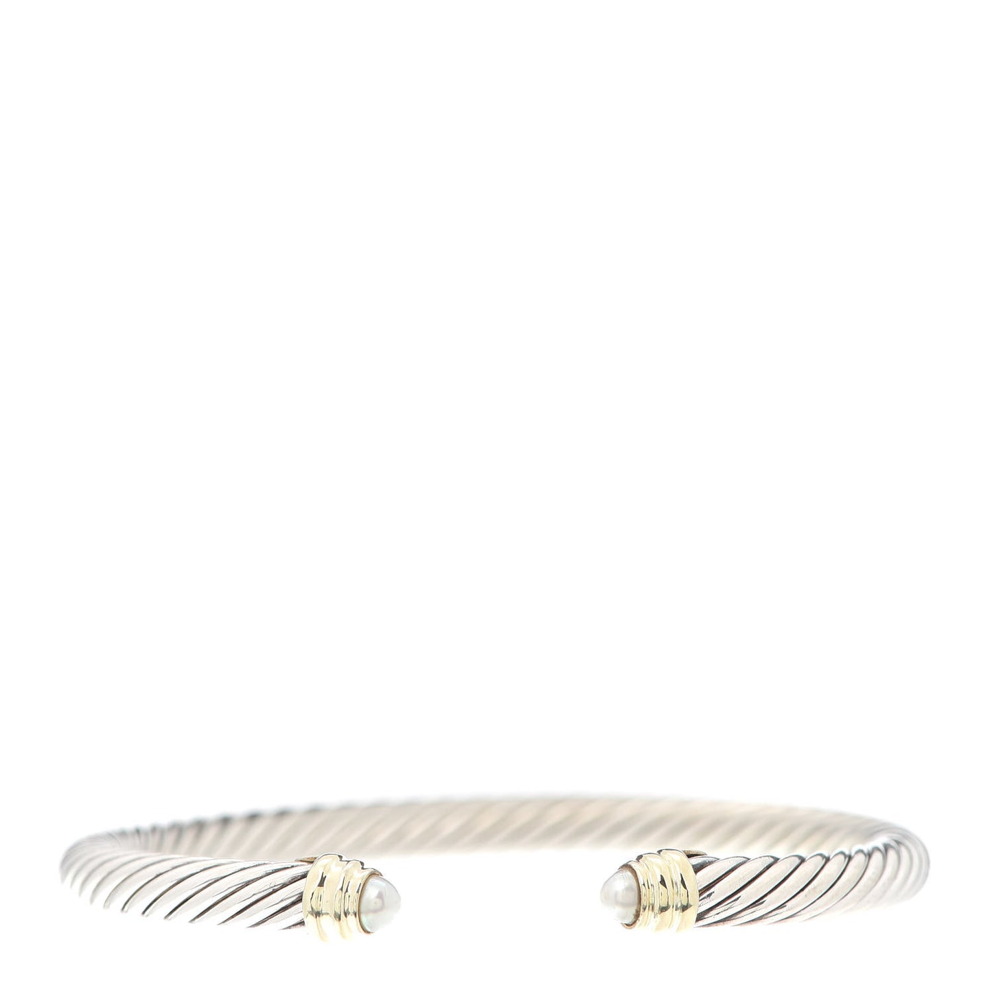 Sterling Silver 14K Yellow Gold Pearl 5mm Cable Classics Petite Color Bracelet