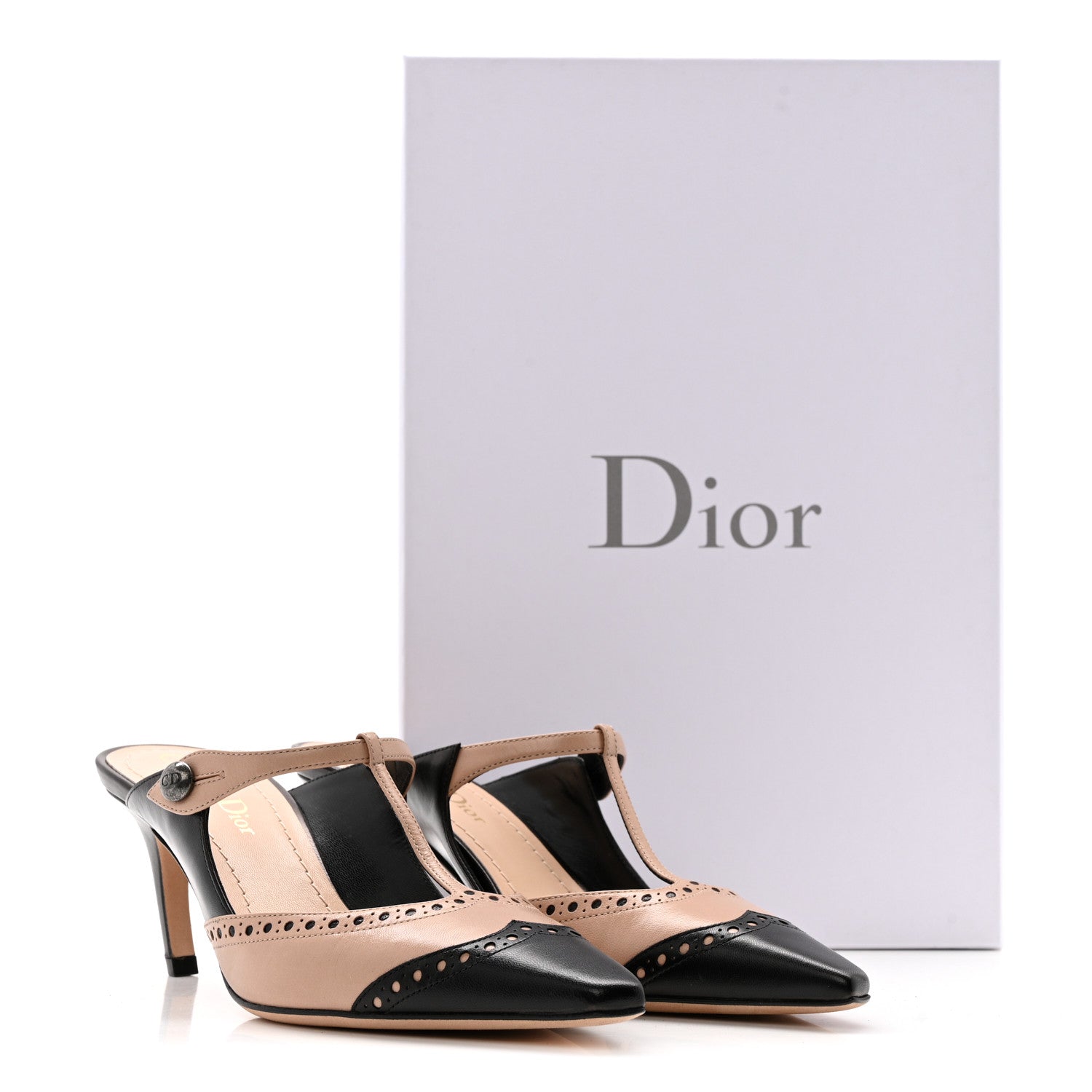Christian Dior Goatskin Spectadior Mules 36 Black Nude 1802817