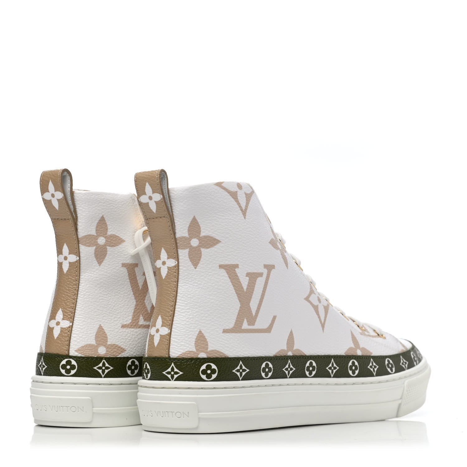 Louis Vuitton Monogram Giant Stellar Sneaker Boots 38.5 Kaki White Beige 3 of 4