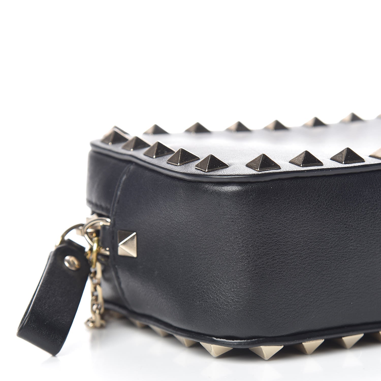 Valentino Garavani Calfskin Small Rockstud Chain Camera Crossbody Bag Black 7 of 9