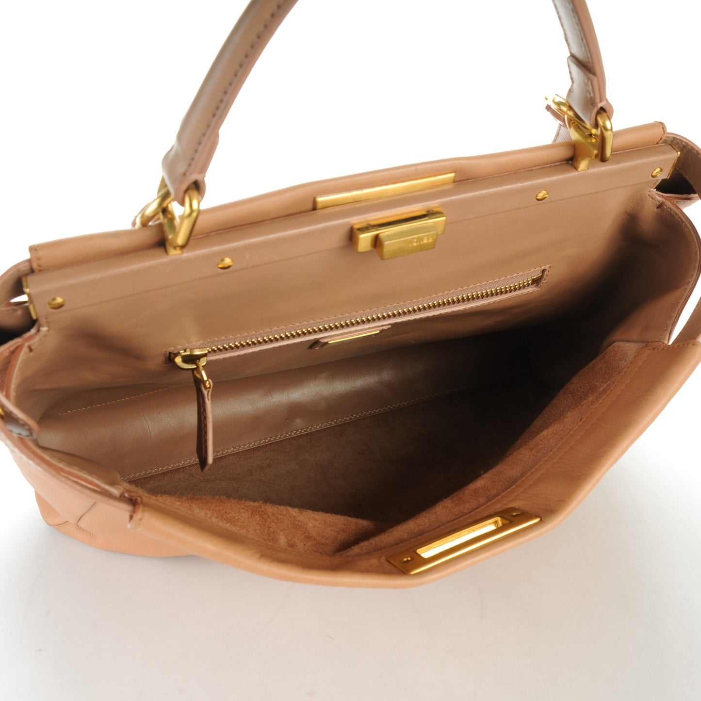Vitello Saddle Large Peekaboo Iconic Satchel Beige