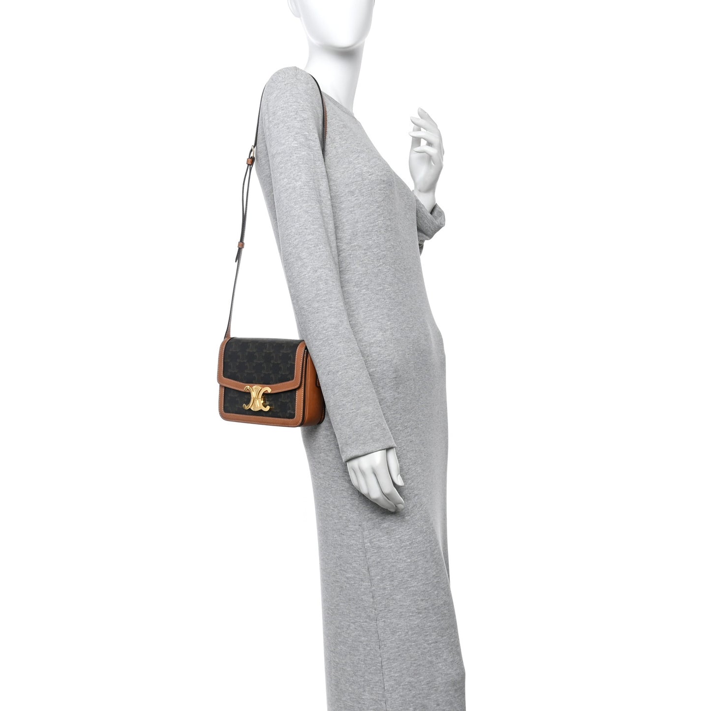 Calfskin Triomphe Canvas Teen Triomphe Bag Tan