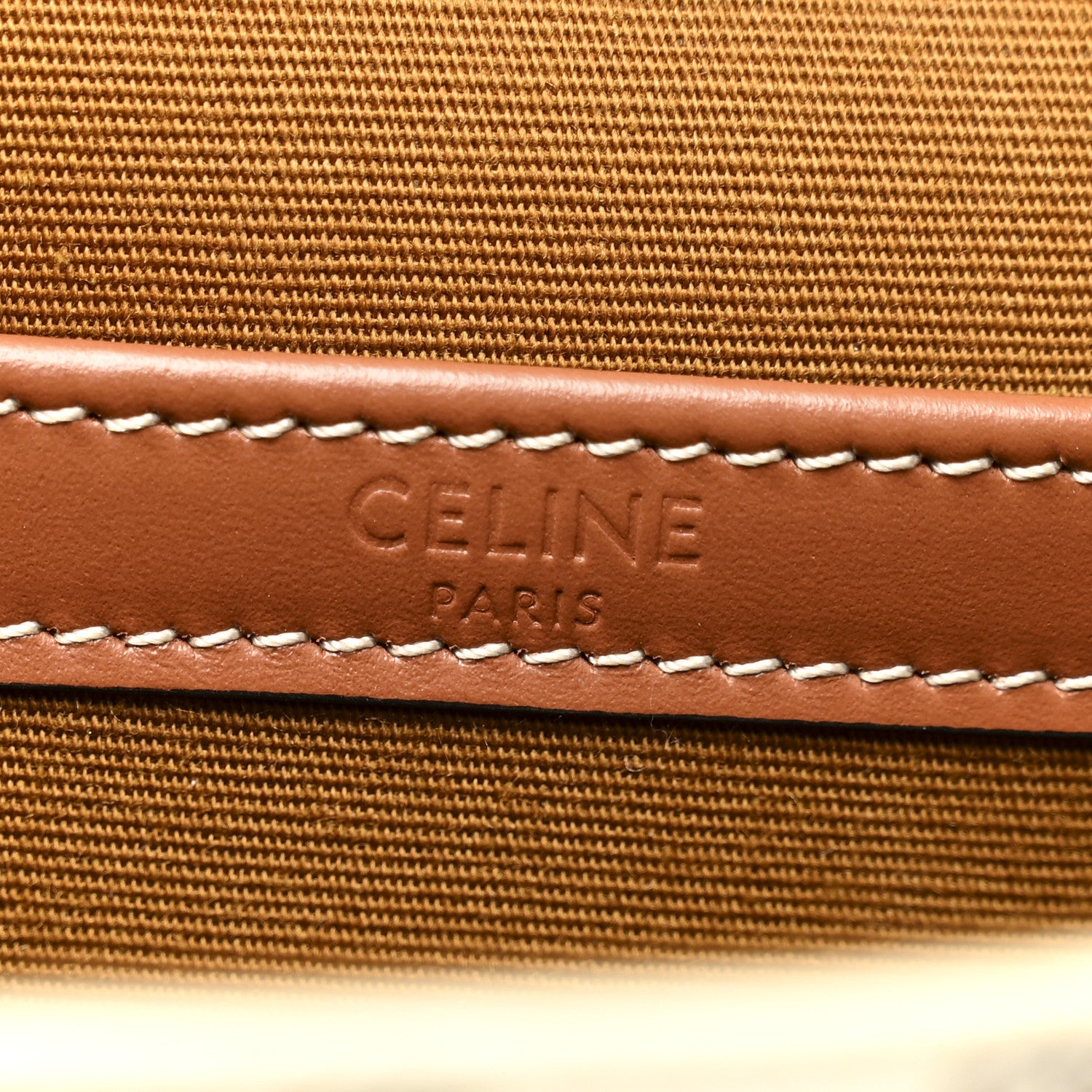 Celine Triomphe Canvas Calfskin Flap Messenger Bag Tan Ecru 6 of 10