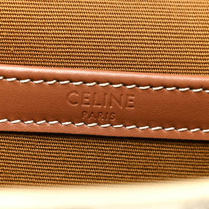 Celine Triomphe Canvas Calfskin Flap Messenger Bag Tan Ecru 6 of 10