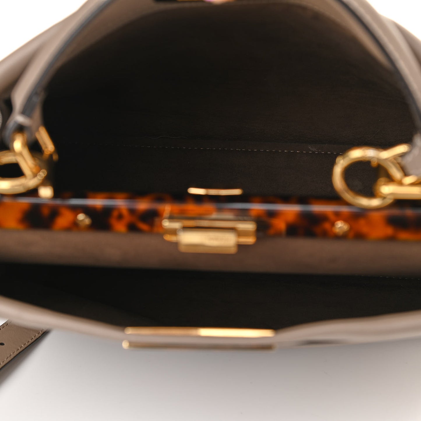 Vitello Seta Plexiglass Tortoise Medium Peekaboo Iconic Satchel Tortora