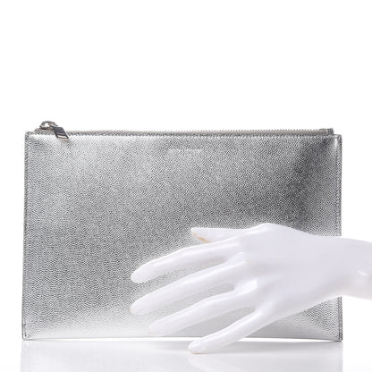 Saint Laurent Metallic Grain de Poudre Mini Tablet Holder Argento 2 of 8