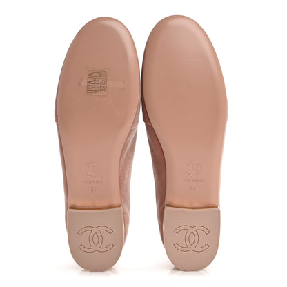 Chanel Velvet CC Moccasin Loafers 37 Light Pink 6 of 10