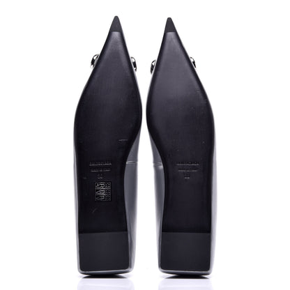 Balenciaga Metallic Calfskin BB Knife Pointy Toe Ballerina Flats 38 Silver Hardware 5 of 10