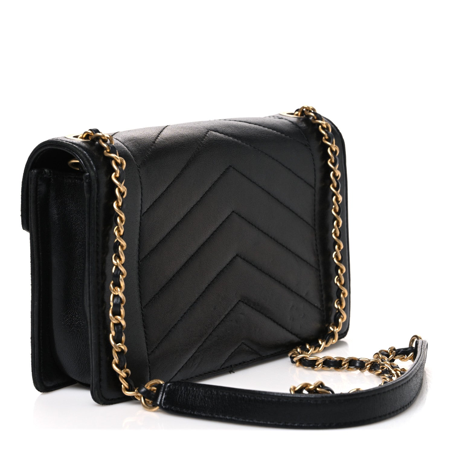 Chanel Lambskin Reversed Chevron Quilted Flap Black 3 of 11