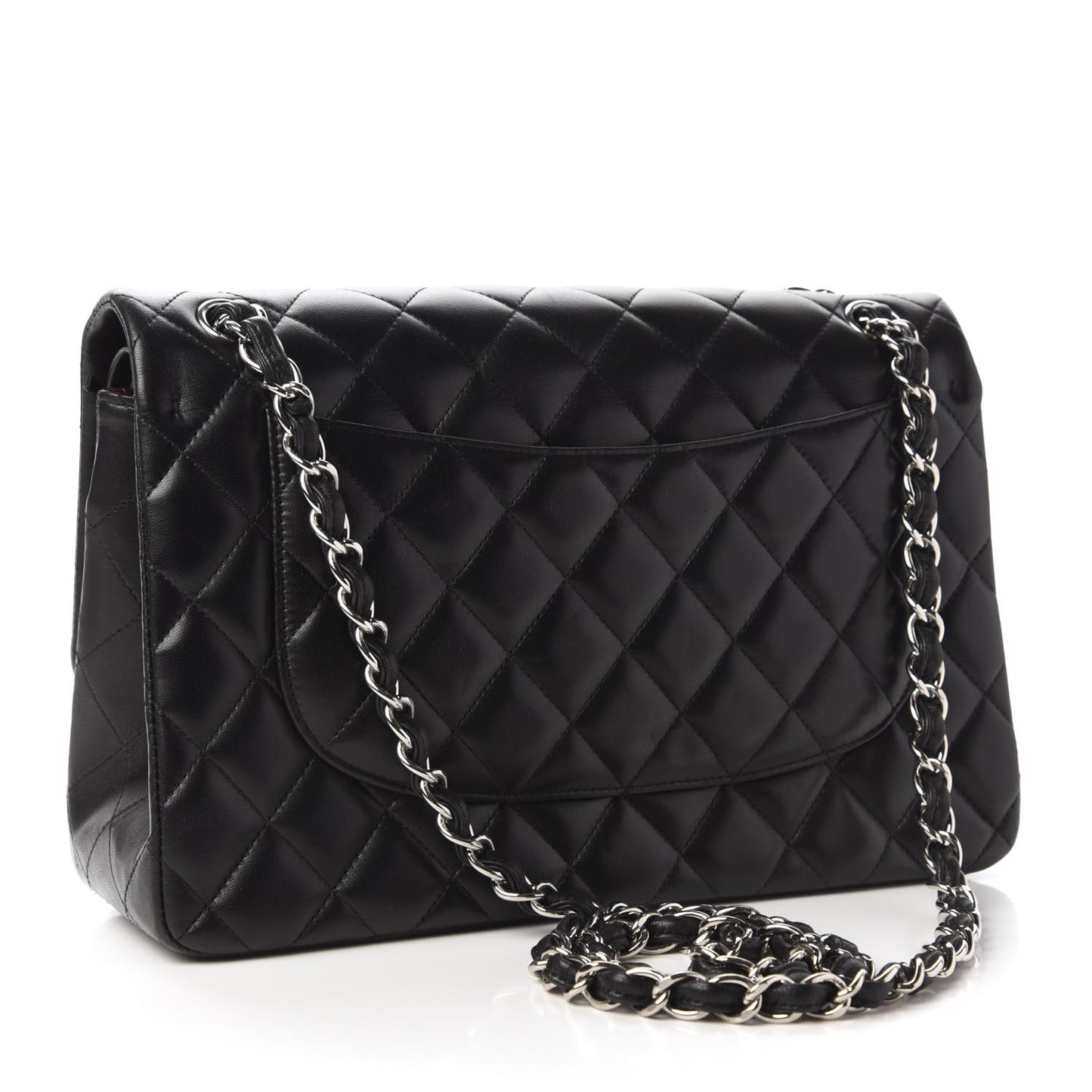 Lambskin Quilted Jumbo Double Flap Black