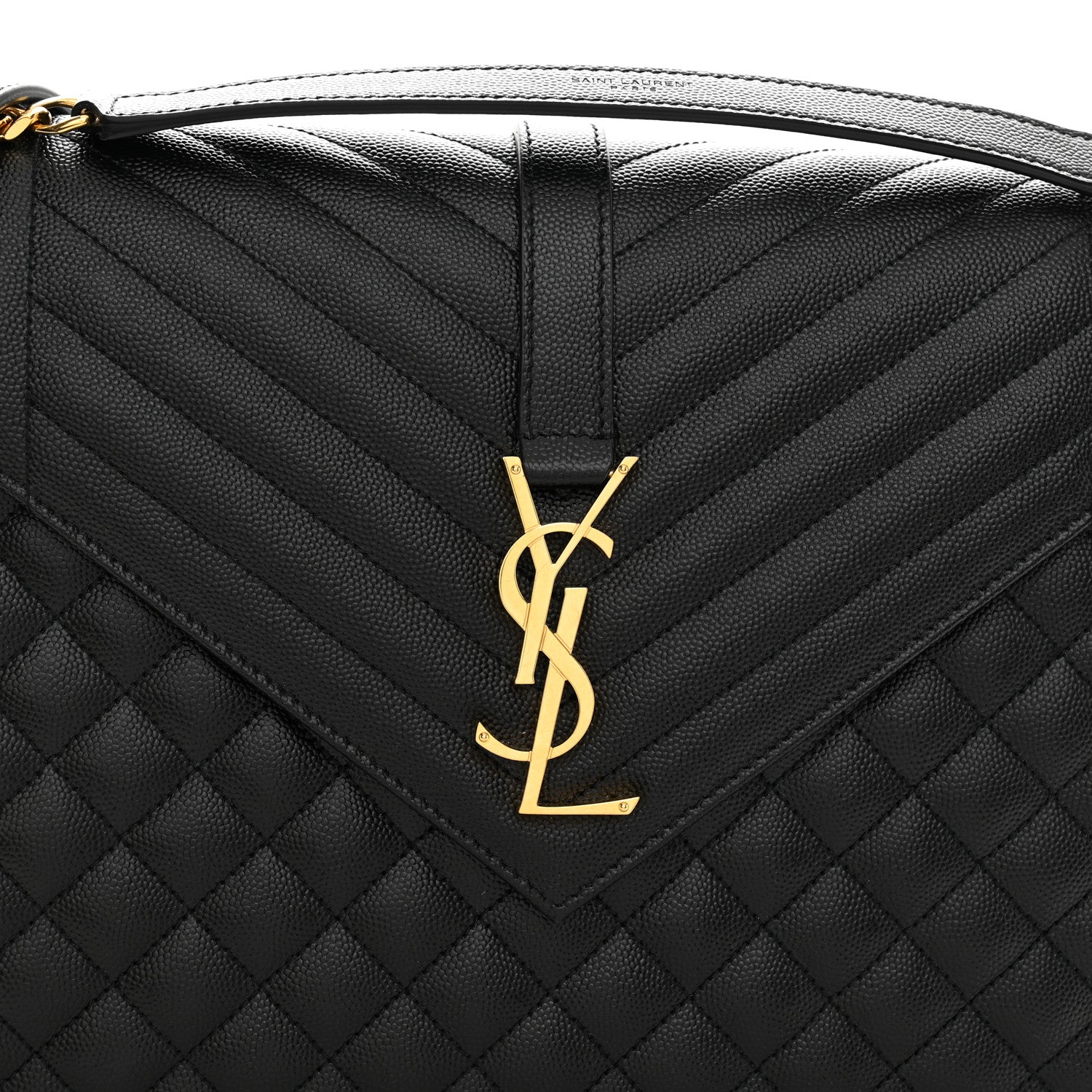 Saint Laurent Grain De Poudre Textured Mixed Matelasse Large Triquilt Monogram Satchel Black 8 of 12