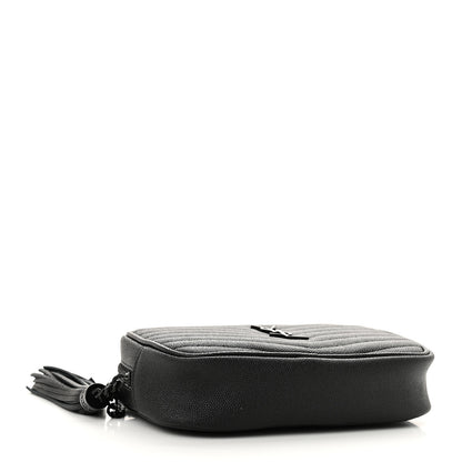 Saint Laurent Grain De Poudre Matelasse Monochrome Monogram Mini Lou Camera Bag Black 4 of 9