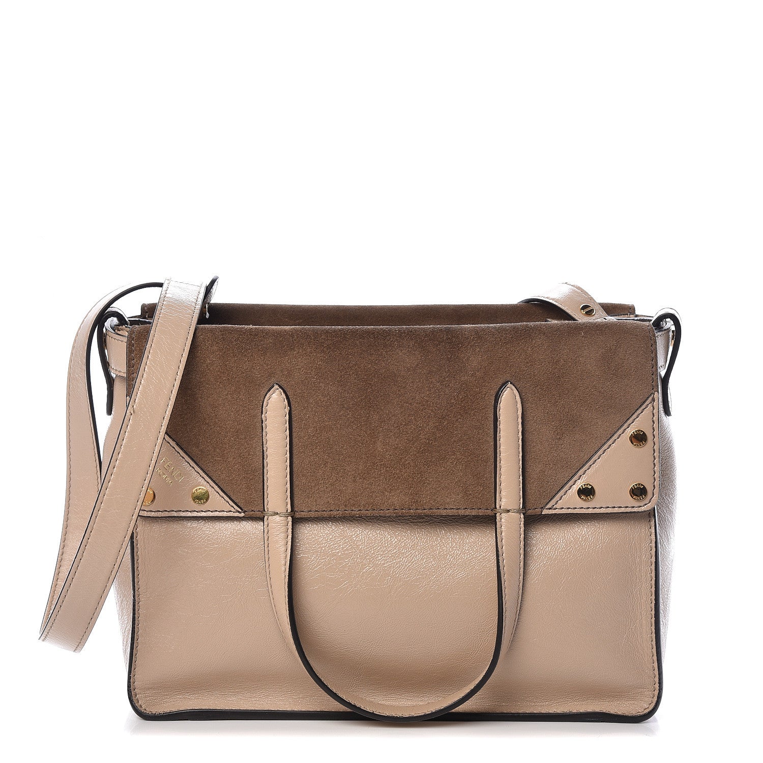 Fendi Agnello Old Shine Vitello Go Rain Large Flip Tote Amido Cocco 1 of 15