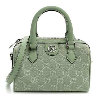 Gucci Denim GG Monogram Calfskin Mini Ophidia Top Handle Bag Pale Green 1 of 8
