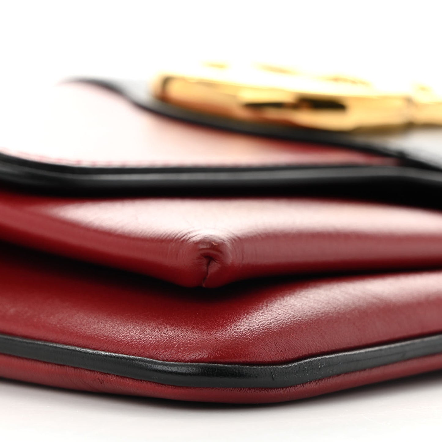 Vitello Palmellato Lux Bi-Color Small Arli Flap Shoulder Bag New Cherry Red Black