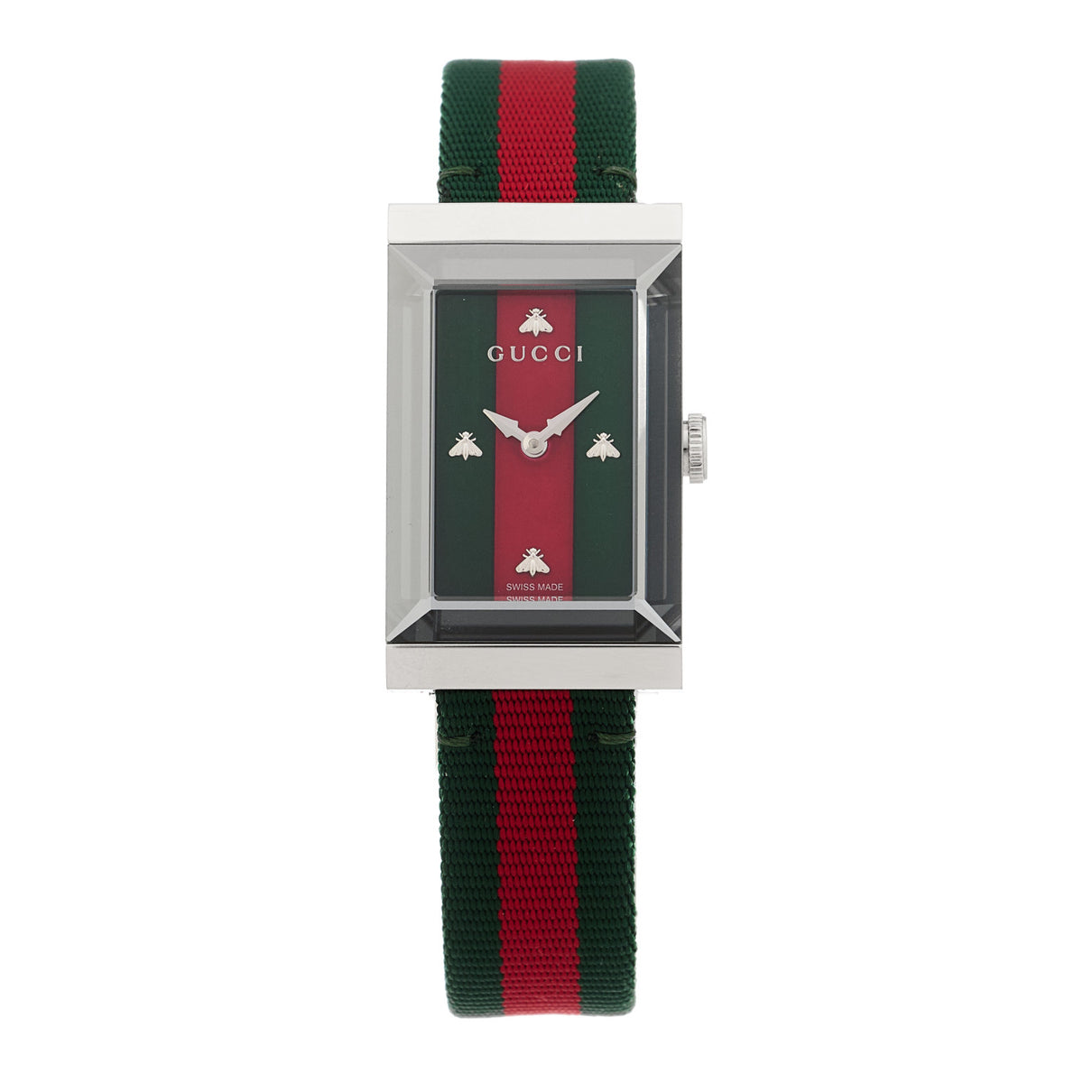 Stainless Steel Nylon Mother of Pearl 21mm Web G-Frame Quartz Watch Green