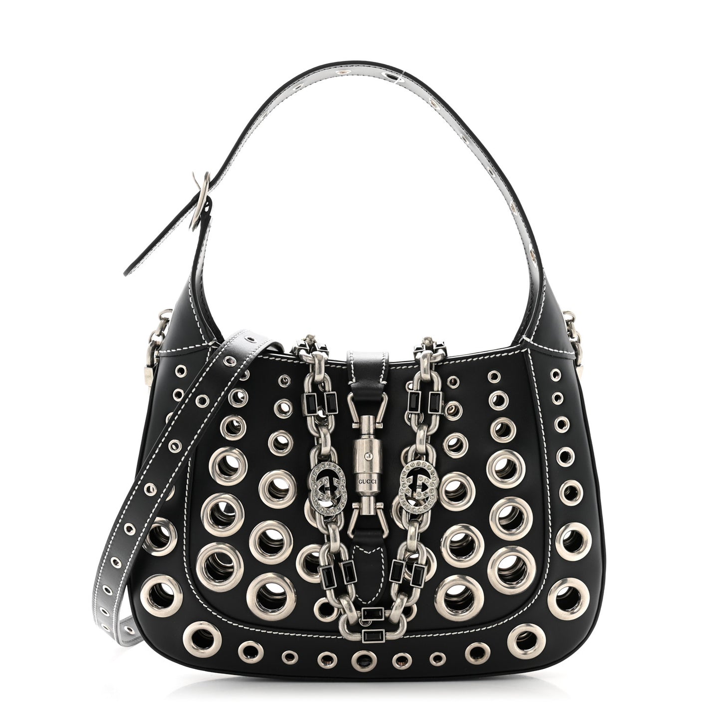 Calfskin Ha Ha Ha Jackie 1961 Eyelet Hobo Black
