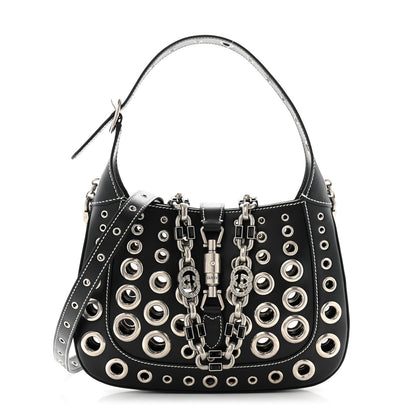 Gucci Calfskin Ha Ha Ha Jackie 1961 Eyelet Hobo Black 1 of 13