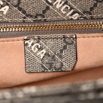 Gucci X BALENCIAGA GG Supreme Monogram Logo Print Horsebit 1955 Shoulder Bag Beige Ebony 6 of 10