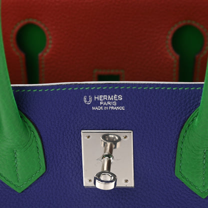 Hermes Togo Horseshoe Birkin 30 Bleu Electrique Bambou Rouge Vif 6 of 10