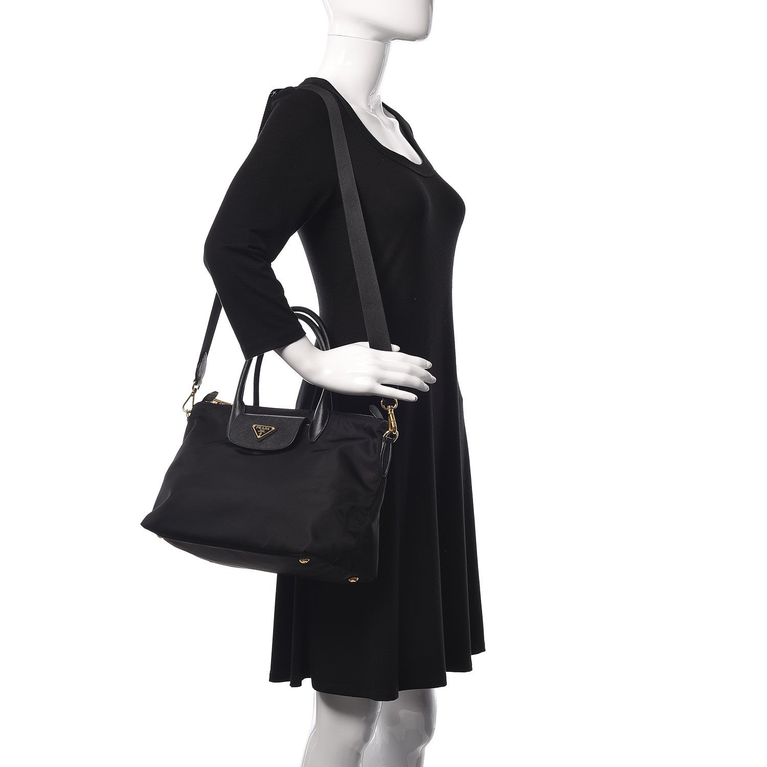 Prada Saffiano Tessuto Nylon Tote Black 2 of 10