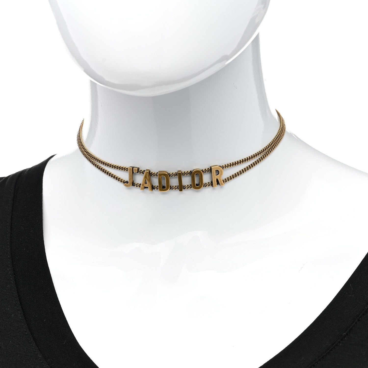 Christian Dior Metal J'Adior Choker Necklace Aged Gold 2 of 4