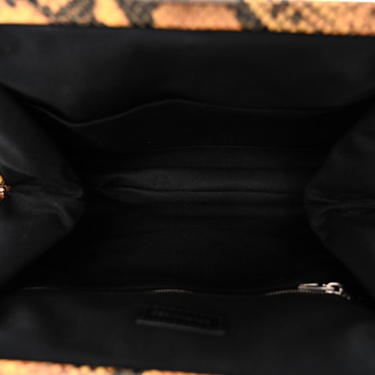Calfskin Logo Python Effect Cloud Clutch XS Orange Black