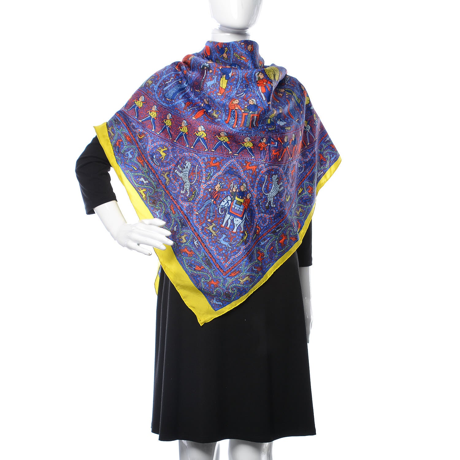 Hermes Silk Lalbhai Scarf 140 Bleu Electrique 2 of 3