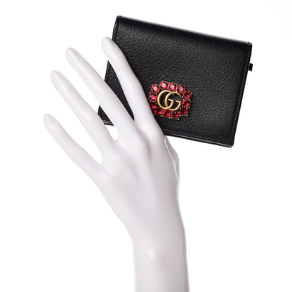 Gucci Calfskin Crystal Double G Card Case Black 2 of 10