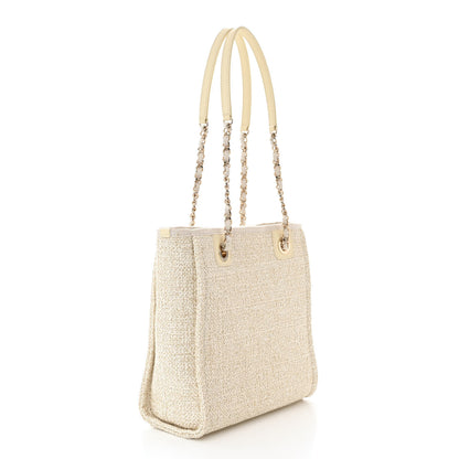 Chanel Lurex Boucle Mini Deauville Tote White 3 of 11