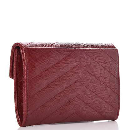 Saint Laurent Grain De Poudre Matelasse Chevron Small Monogram Envelope Wallet Palissandre 3 of 7