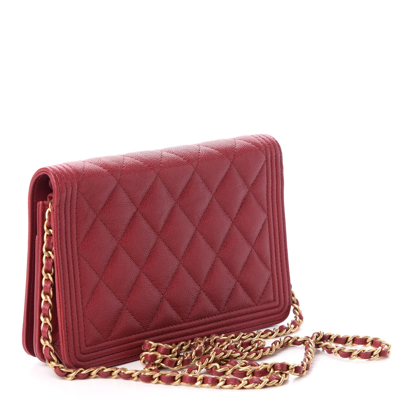 Caviar Quilted Boy Wallet On Chain WOC Red