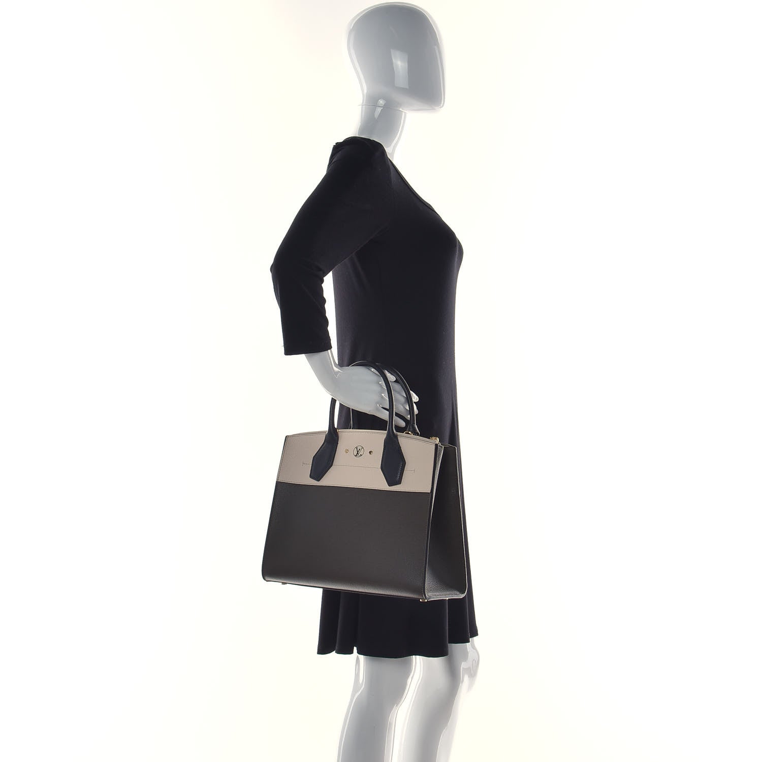 Louis Vuitton Taurillon City Steamer MM Kaki Creme Black 3 of 10