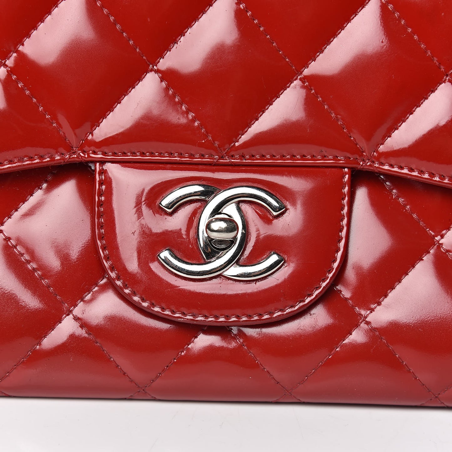 Patent Quilted Jumbo Single Flap Red