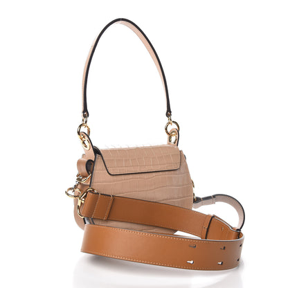 Chloe Calfskin Crocodile Embossed Small Tess Bag Nut 5 of 8