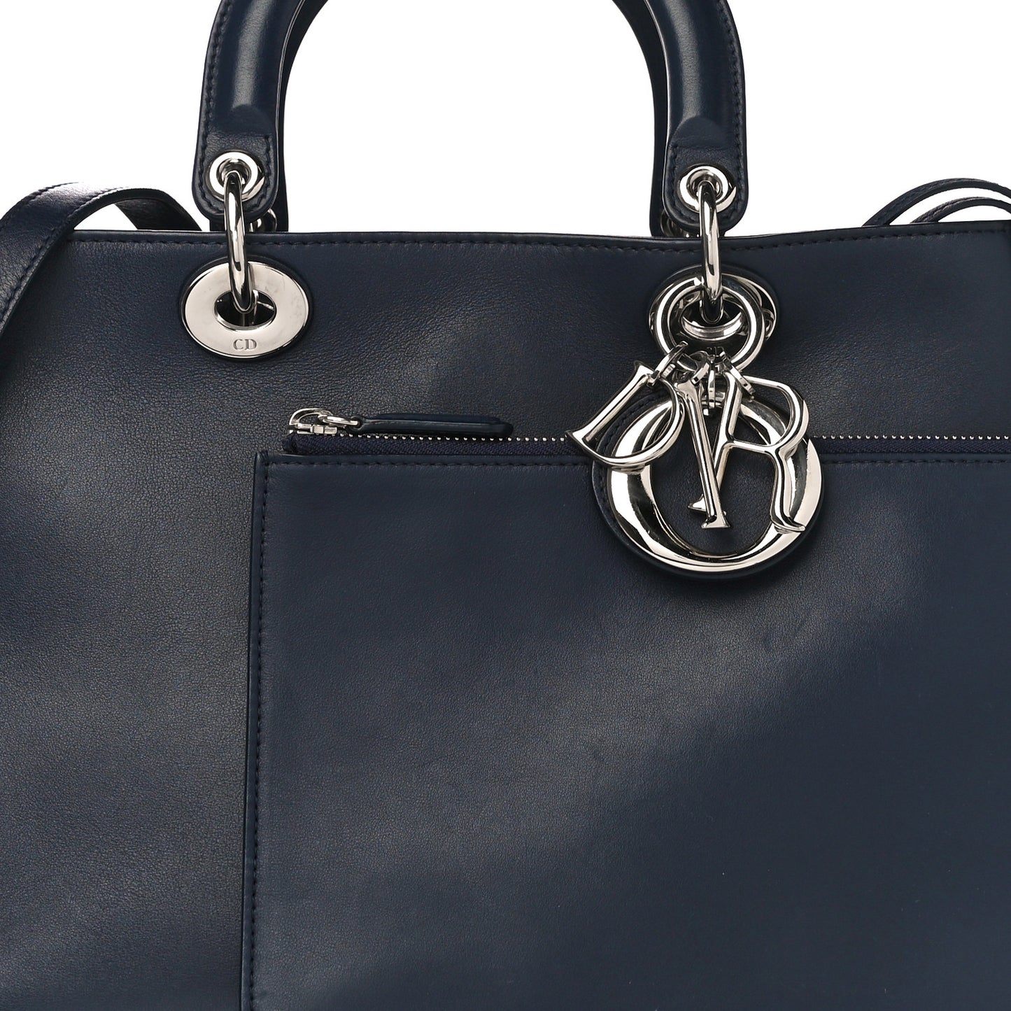 Smooth Calfskin Medium Embellished Diorissimo Bag Navy Multicolor