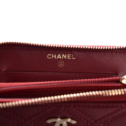 Chanel Lambskin Quilted Medium Zip Around Wallet Dark Red 7 of 9