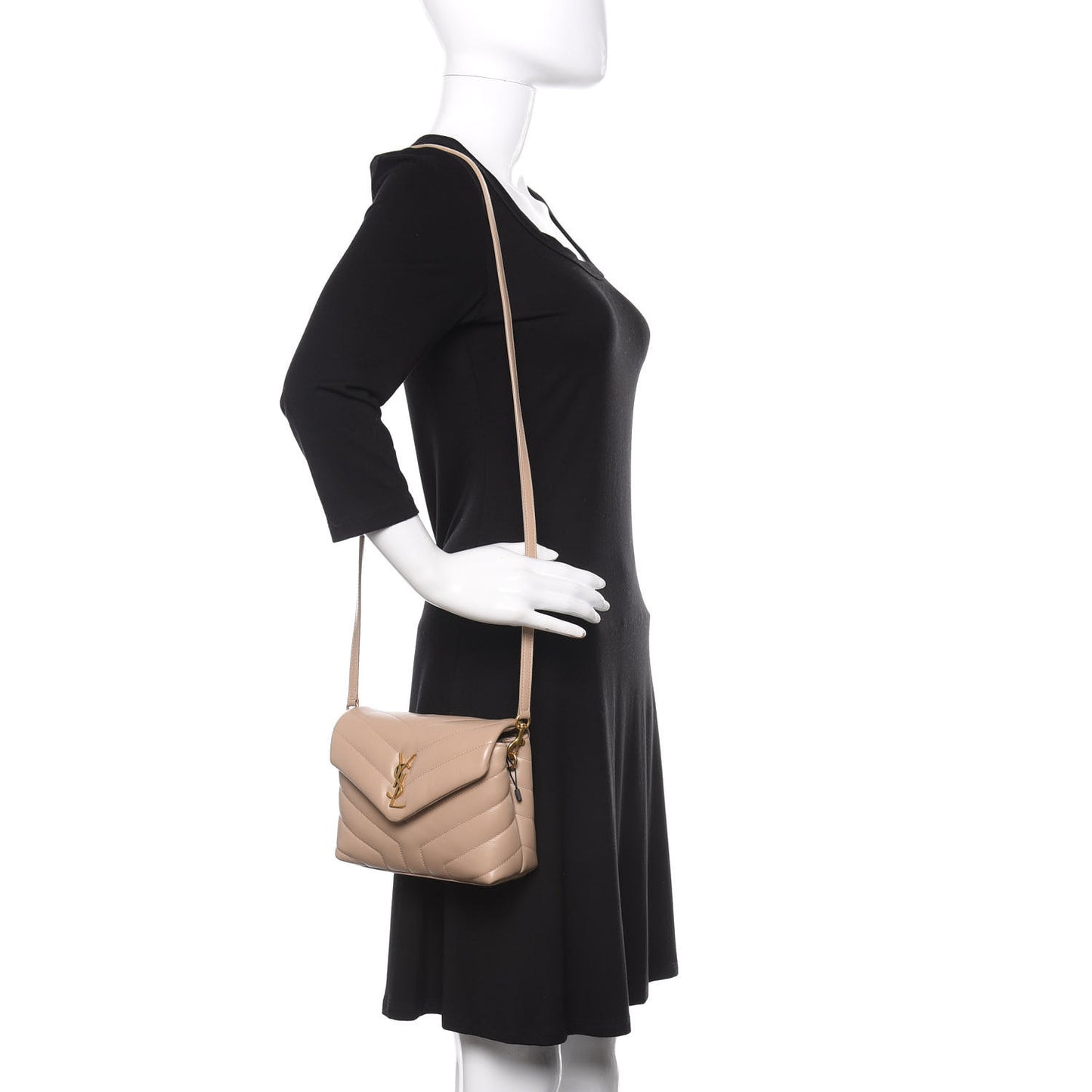 Calfskin Y Quilted Monogram Toy Loulou Crossbody Bag Dark Beige