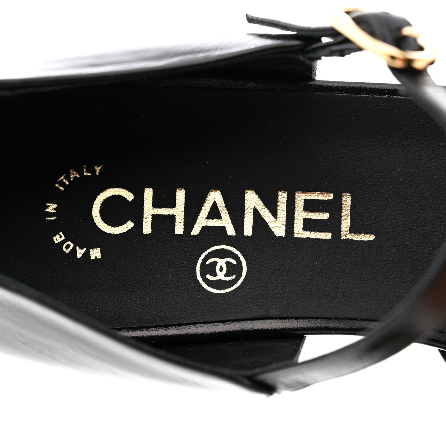 Chanel Glazed Calfskin Patent Cap Toe CC Mary Jane Flats 37 Black 6 of 9