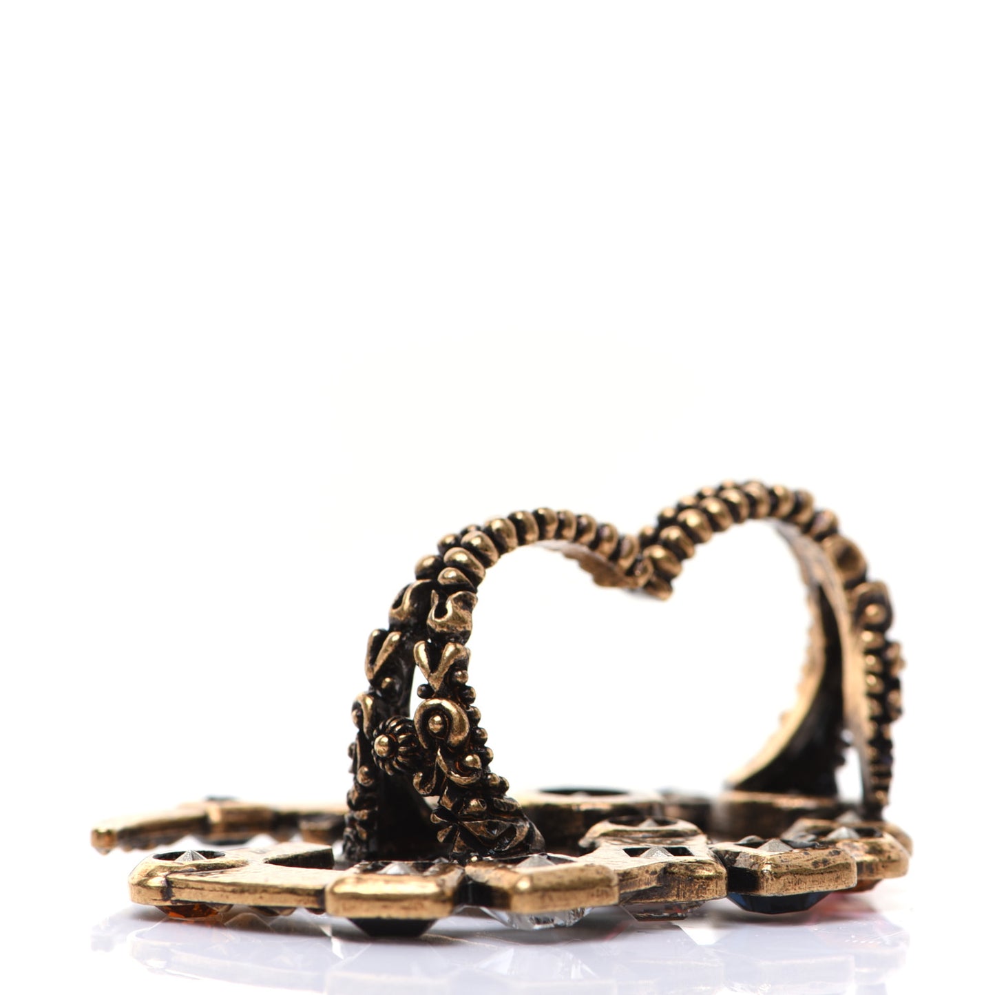 Crystal Double G Ring M Multicolor