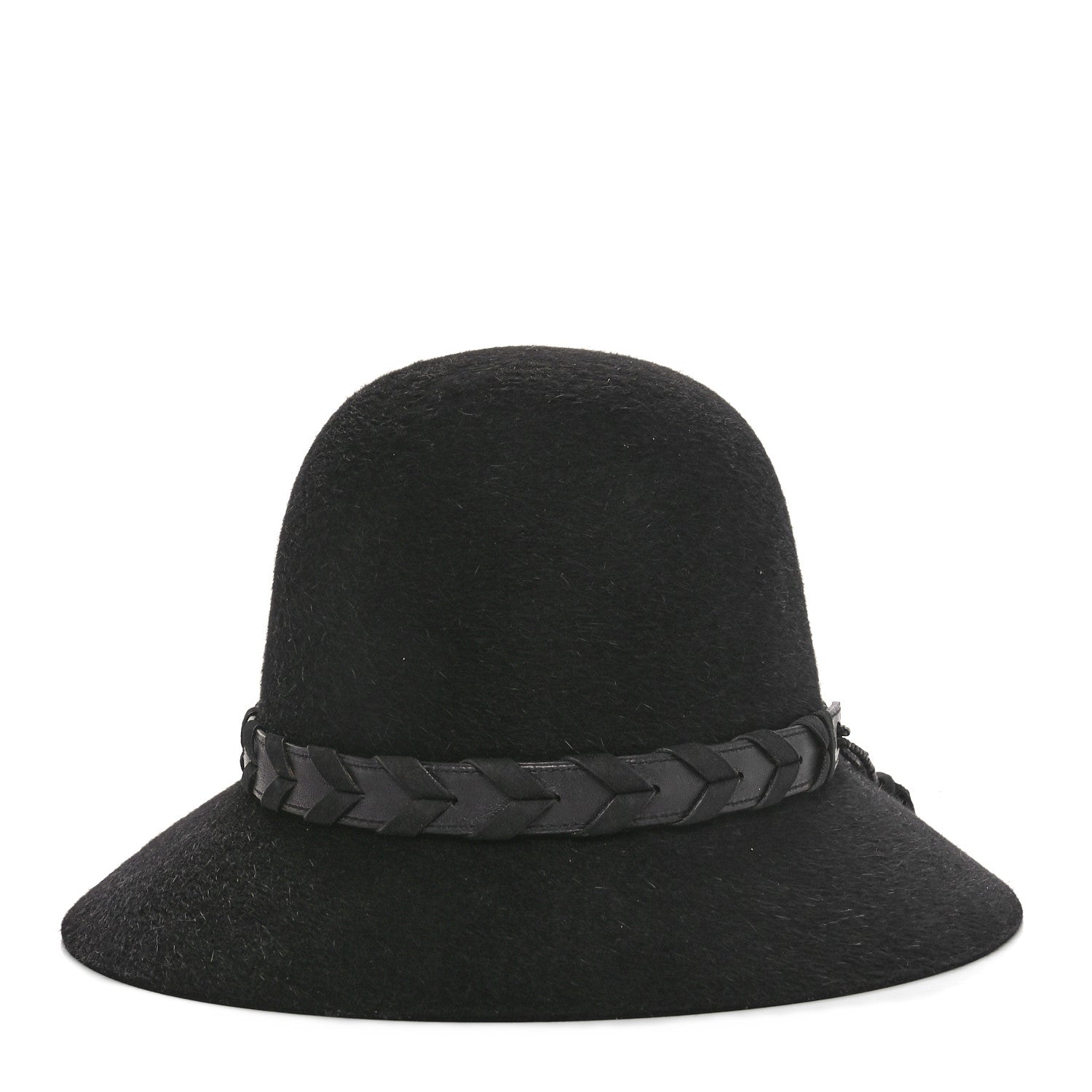 Hermes Rabbit Felt Lambskin Hat 58 Black 6 of 10